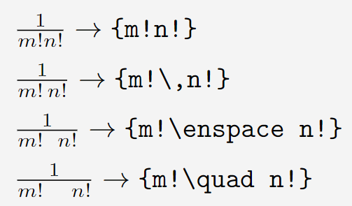 use space in factorial.